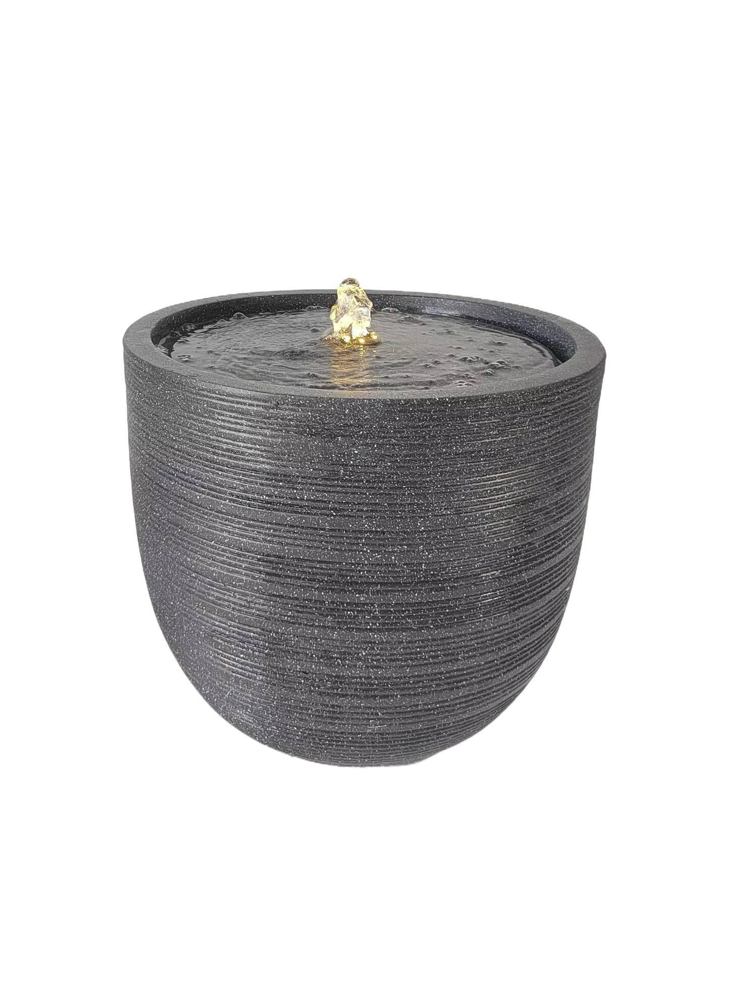 Modern Horizontal Stripes Water Fountain with Led Lights Outdoor Garden Decoration Landscape