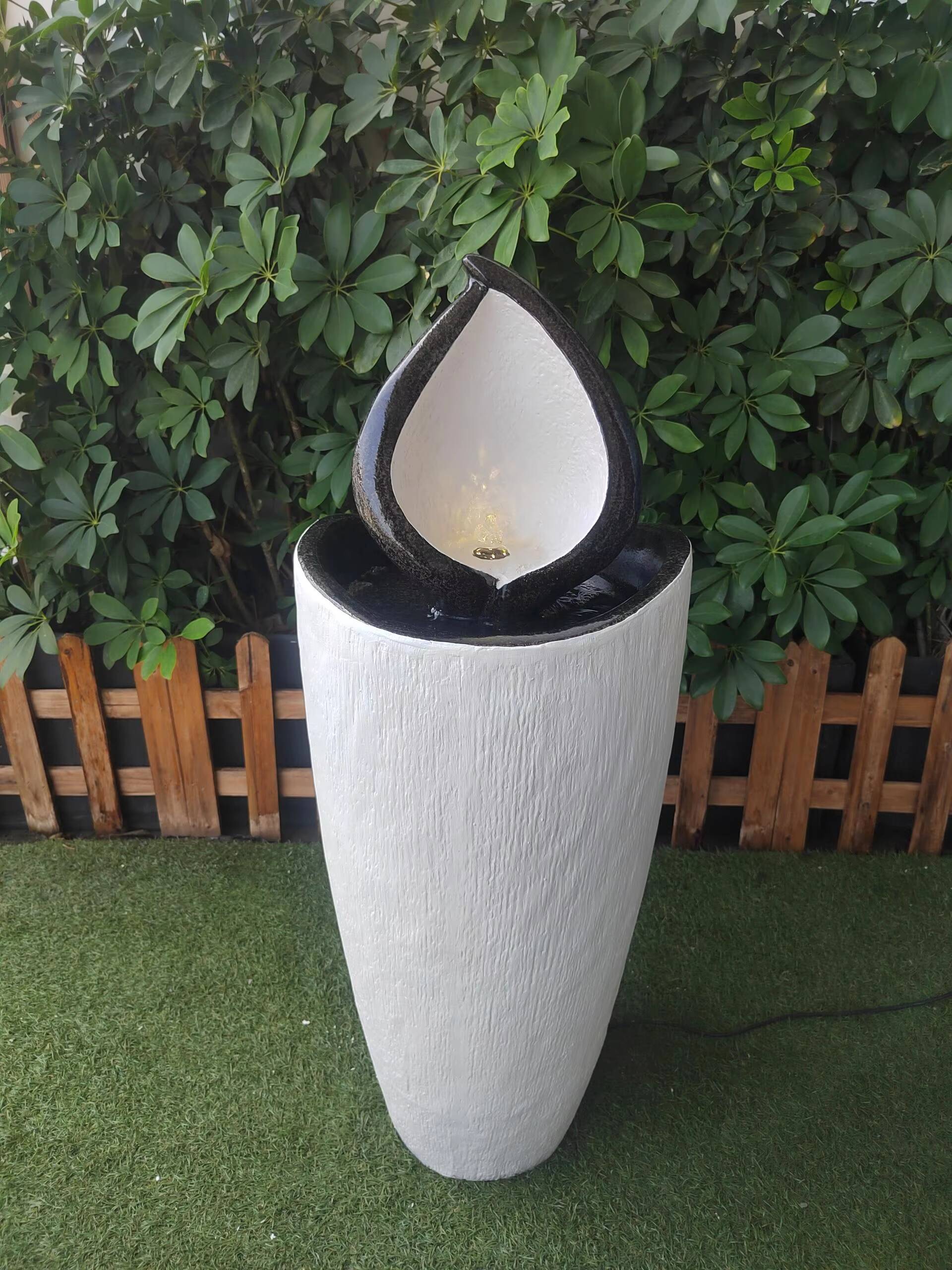 Modern Solar Powered Water Fountain with Led Lights Garden Backyard Decoration