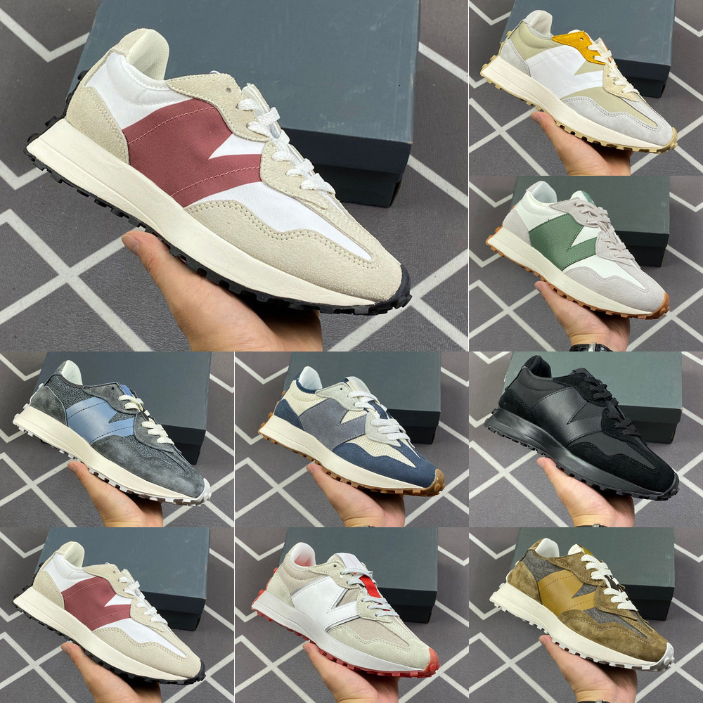 327 Series Suede Oxford Style Casual Running Shoes for Men Women - Leopard Print Sea Salt Color Beige Black White Grey Outdoor Gym Sneakers Size 36-45