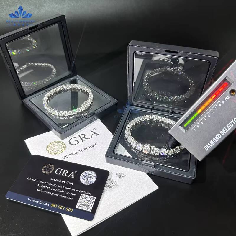 925 Silver Moissanite Tennis Bracelet D VVS Iced Out Moissanite Diamond Bracelet Gold Plated 2 -65mm Moissanite Tennis Chain