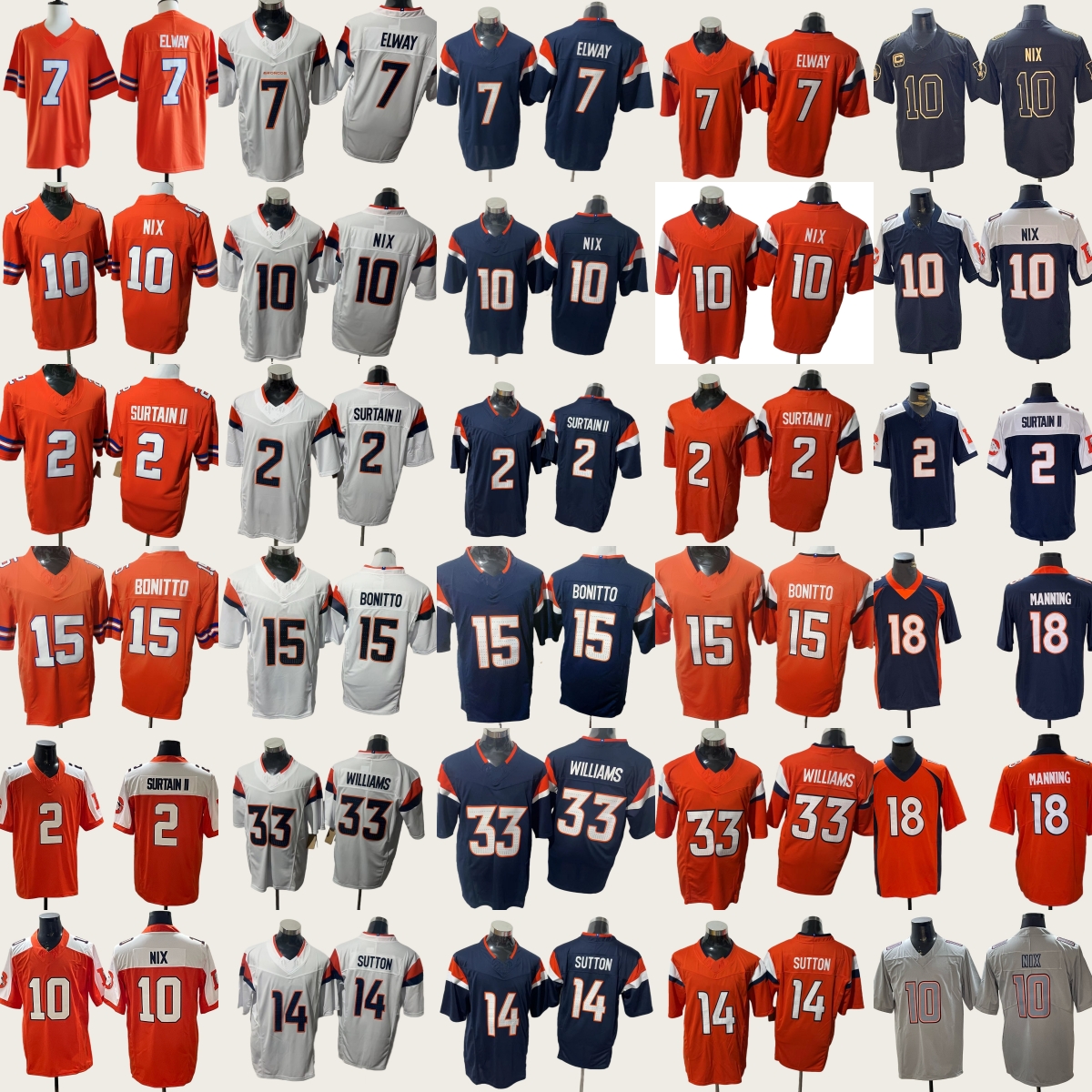 10 Bo Nix Football 7 John Elway Jersey 2026 New Stitch 2 Patrick Surtain II 14 Courtland Sutton 15 Nik Bonitto 18 Peyton Manning 33 Javonte Williams Jerseys Sport Shirt