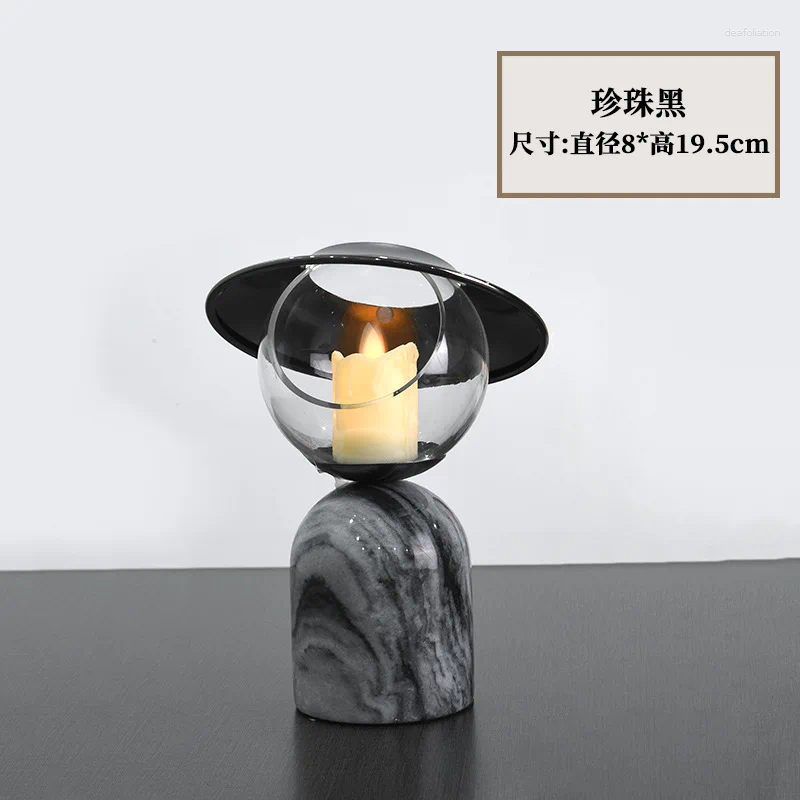 Candle Holders Marble Candlestick Candelabrum Planet Flying Saucer Cartoon Crafts Tabletop Ornament Home Decoration Accessories XJ260305