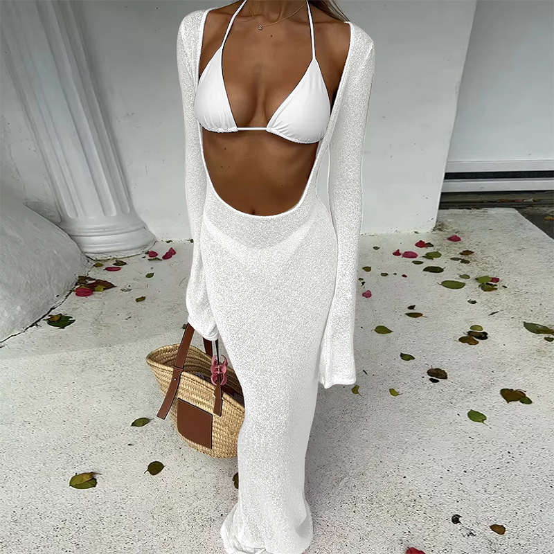 Women's Swimwear Summer Beach Women Blue Bikinis 3pcs Set Fashion Cover Ups Bikini Set Beachwear Bathing Suit Swimming Suits Women Clothing New