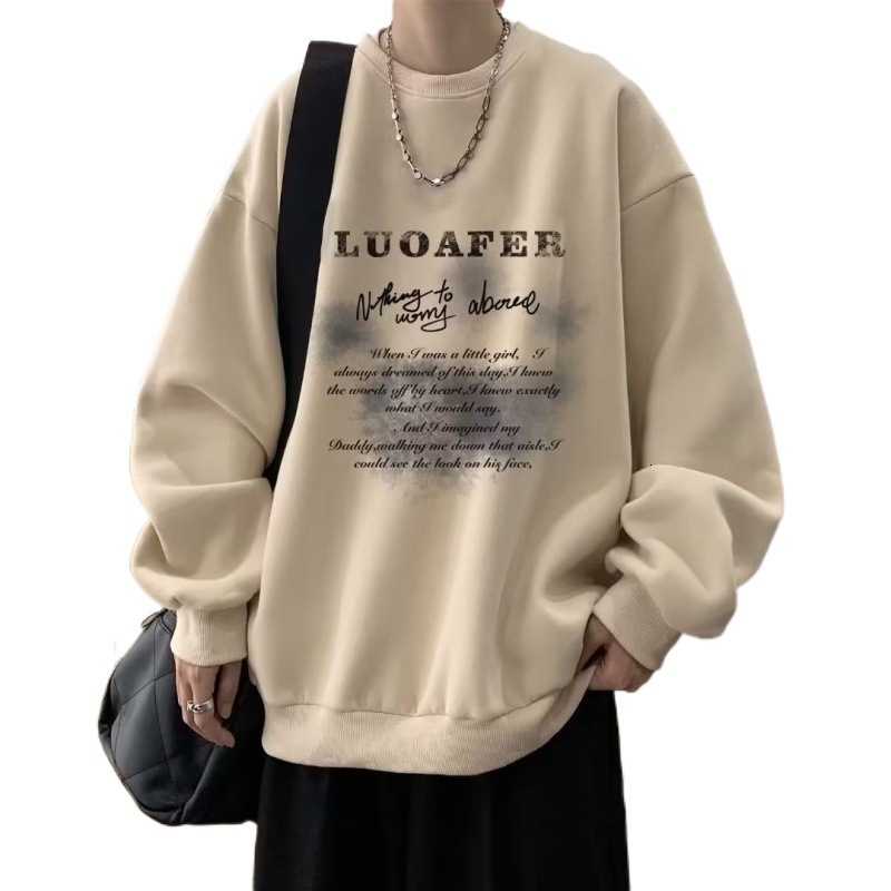 Mens And Woman Sweatshirt Round Neck Autumn Winter New Trendy Fashion Versatile Printed Top Korean Style Fleece Casual Long Sleeve