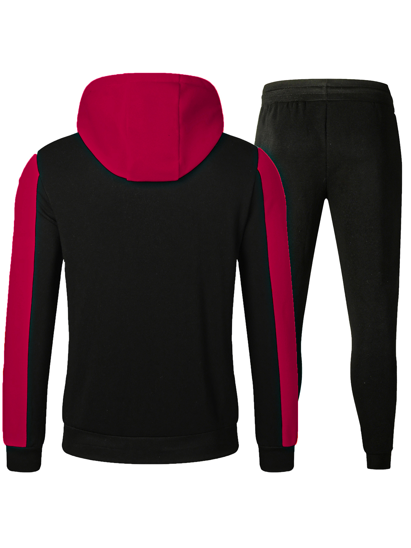 Casual Contrast Stitching Tracksuit for Men - Hooded Jacket & Striped Pants Sportswear