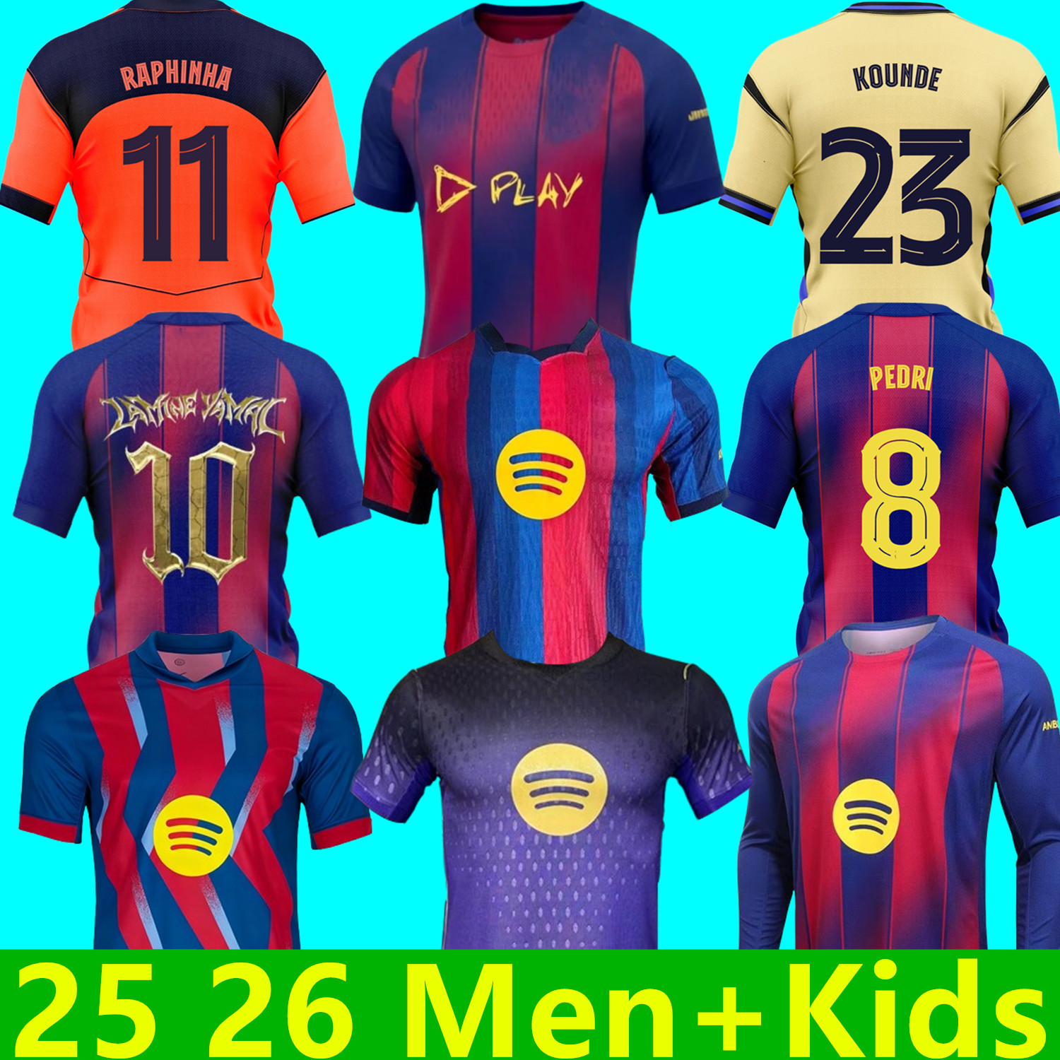 Barcelona 2025 2026 2027 LAMINE YAMAL PEDRI GAVI Soccer Jersey FERRAN KOUNDE Camiseta De Football Shirt CUBARSI OLMO BALDE F. DE JONG 25 26 27 RASHFORD Football Men Kids