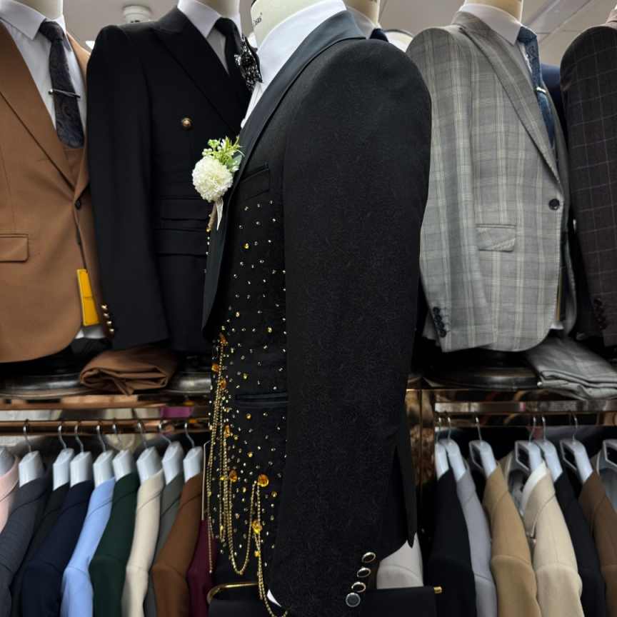 Glitter Beaded Crystals Suits Men For Wedding Single Breasted Prom Groom Tuxedos Customized 3 Pieces Man Banquet Party Outfits