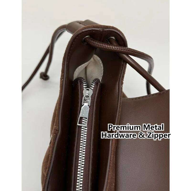 Niche pumpkin-shaped Instagram-inspired vintage suede crossbody Autumn/winter premium bucket bag for commuting XJ260109