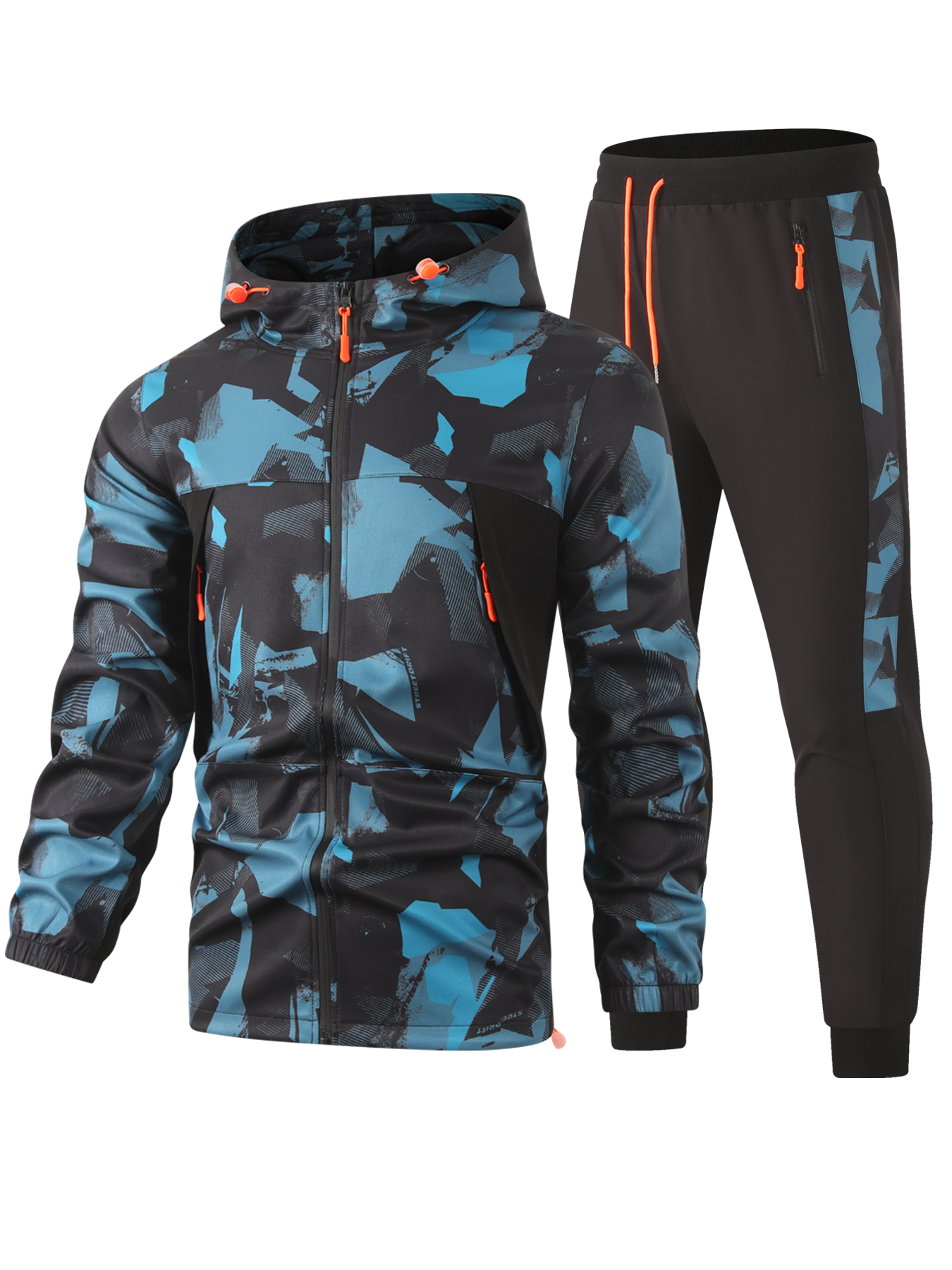 Men's Camouflage 2-Piece Tracksuit - Hoodie & Jogger Pants Casual Sportswear Set