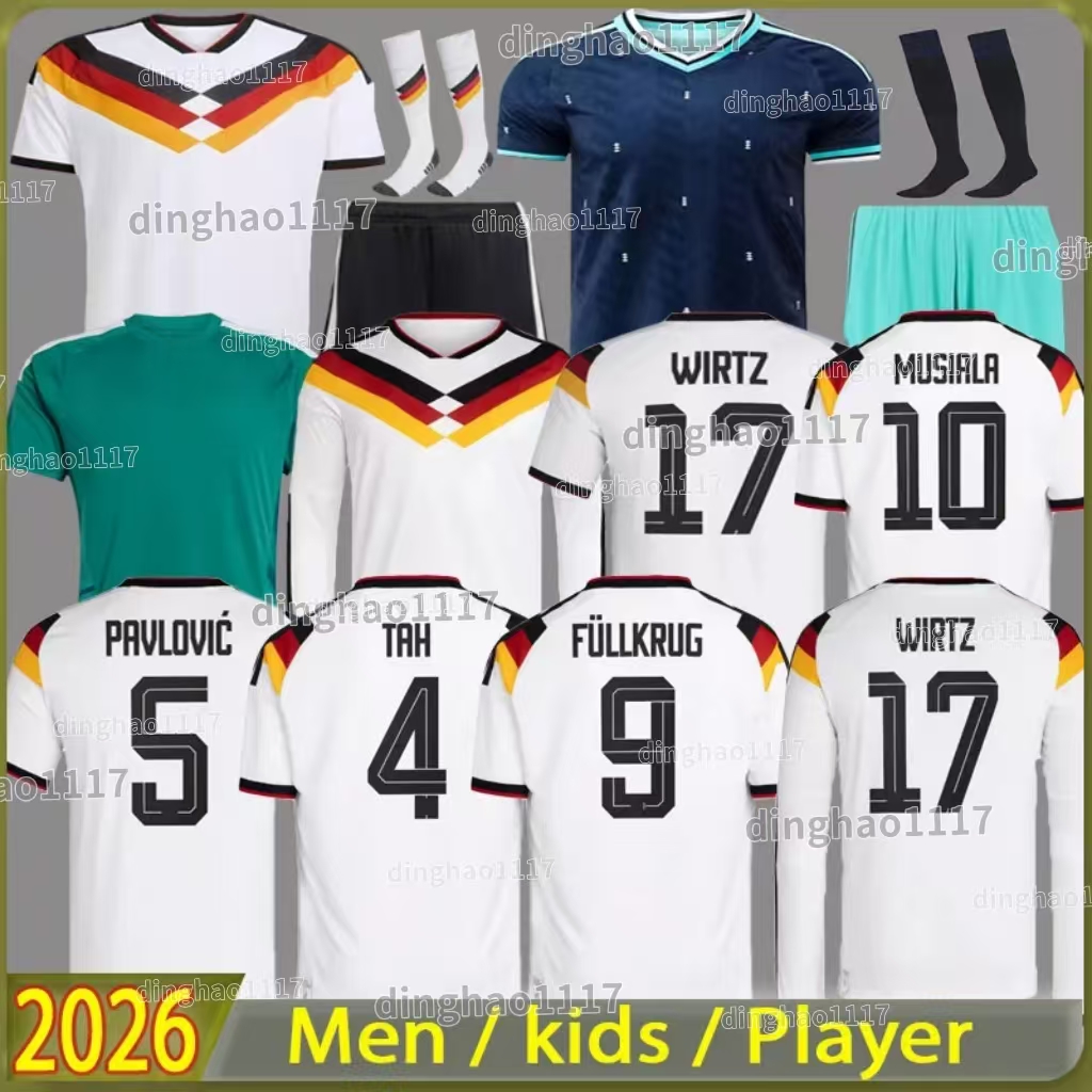 2026 125 Year Anniversary Germany soccer jerseys WIRTZ PAVLOVIC WOLTEMADE KIMMICH Fans Player 2026 World Cup shirts Men Kids Kit Set