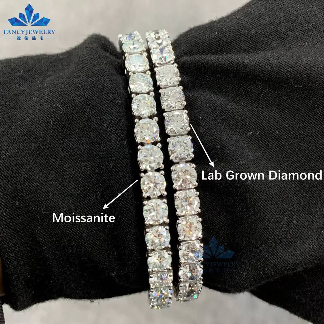 Wholesale Lab Grown Diamond Jewelry 10K 14K 18K Solid White Gold 2MM 3MM 4MM 5MM Lab Grown Diamond Tennis Chain Bracelet