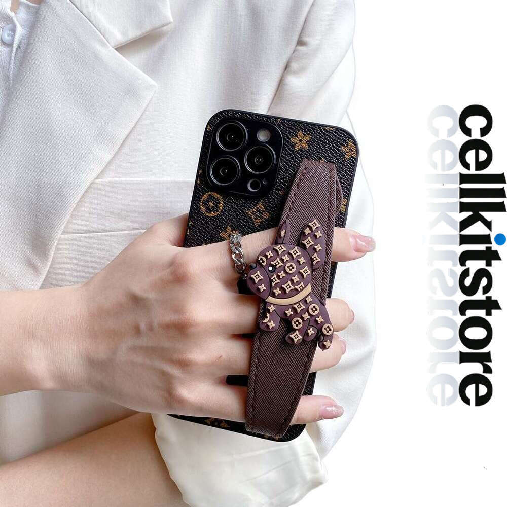 Vintage iPhone Case with Bulldog Wrist Strap & Crossbody Lanyard, Protective Cover for iPhone 17 Pro Max/16/15