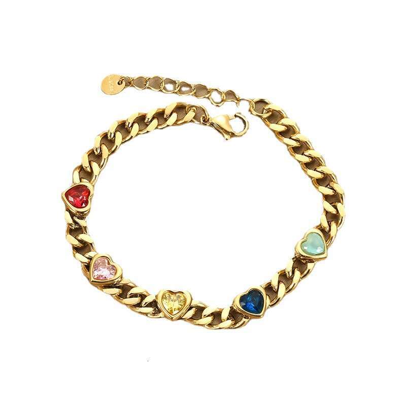 Bracelet Womens Stainless Steel Non-Fading Cuban Chain Crystal Retro Niche Daily Party Wear Jewelry