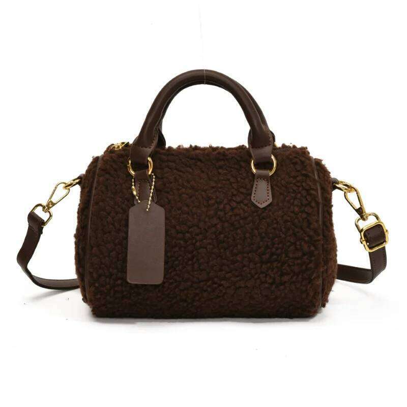 2025 Autumn and Winter Fashion High-End Hand-Held Lamb Wool Pillow Women's Korean Style Casual Shoulder Bag XJ260109