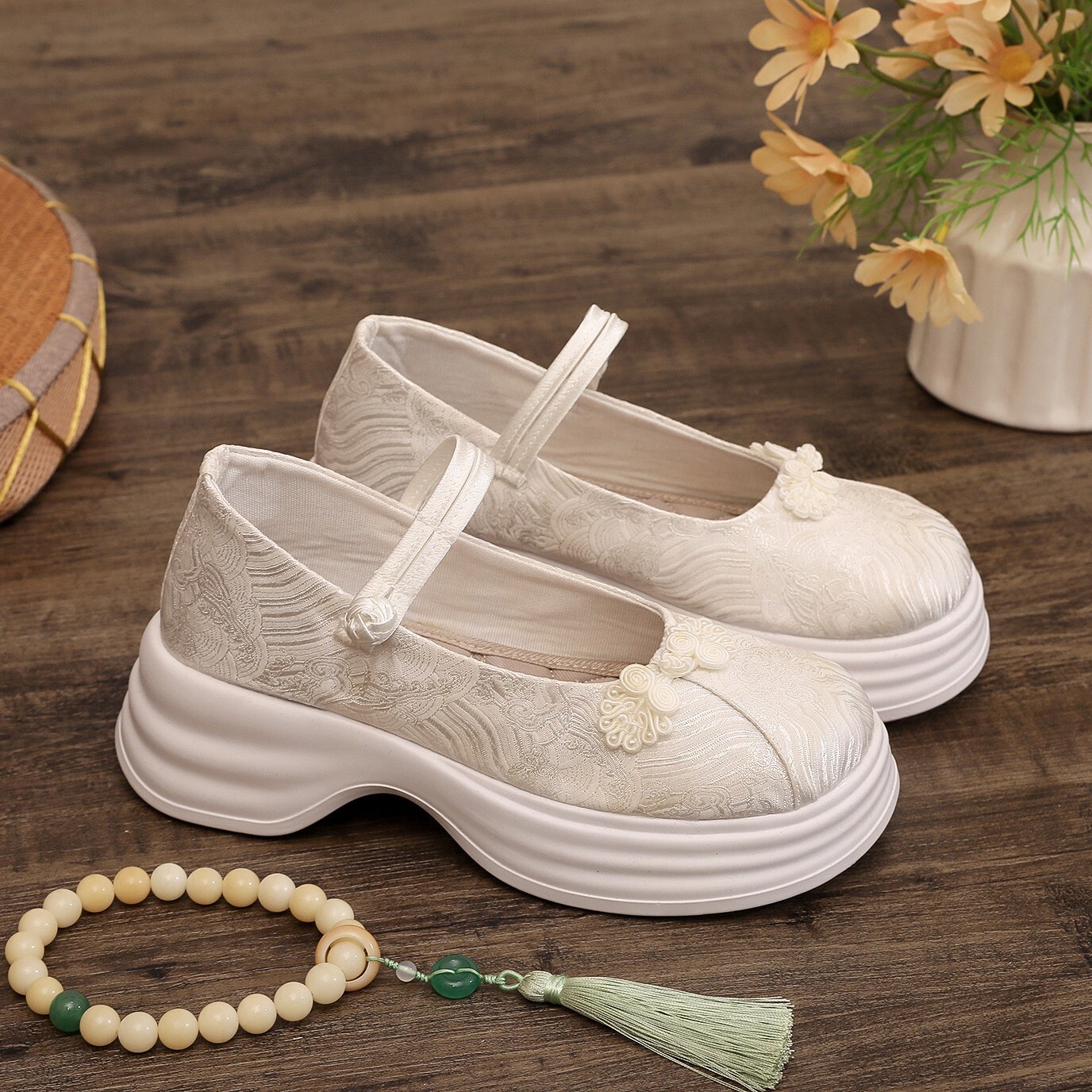 Ddmytiger Ddmytiger Qinyu New Mary Jane Height Increasing Platform Sole Chinese Women S French Style Elegant Shallow Mouth Single Shoes Outdoor Outdoo