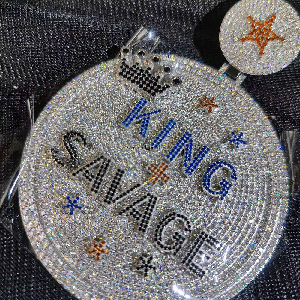 Ice out VVS Moissanite NUOYA Hip Hop Made Iced Out Name Full Dia Gold Sier Big Size Round Shaped Letter Pendant Custom Jewelry
