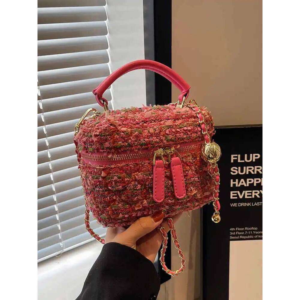 Elegant Woolen Women's Handbags New Fashion Contrast Color Design Temperament Crossbody High-grade Mini Lipstick Box Bags XJ260109