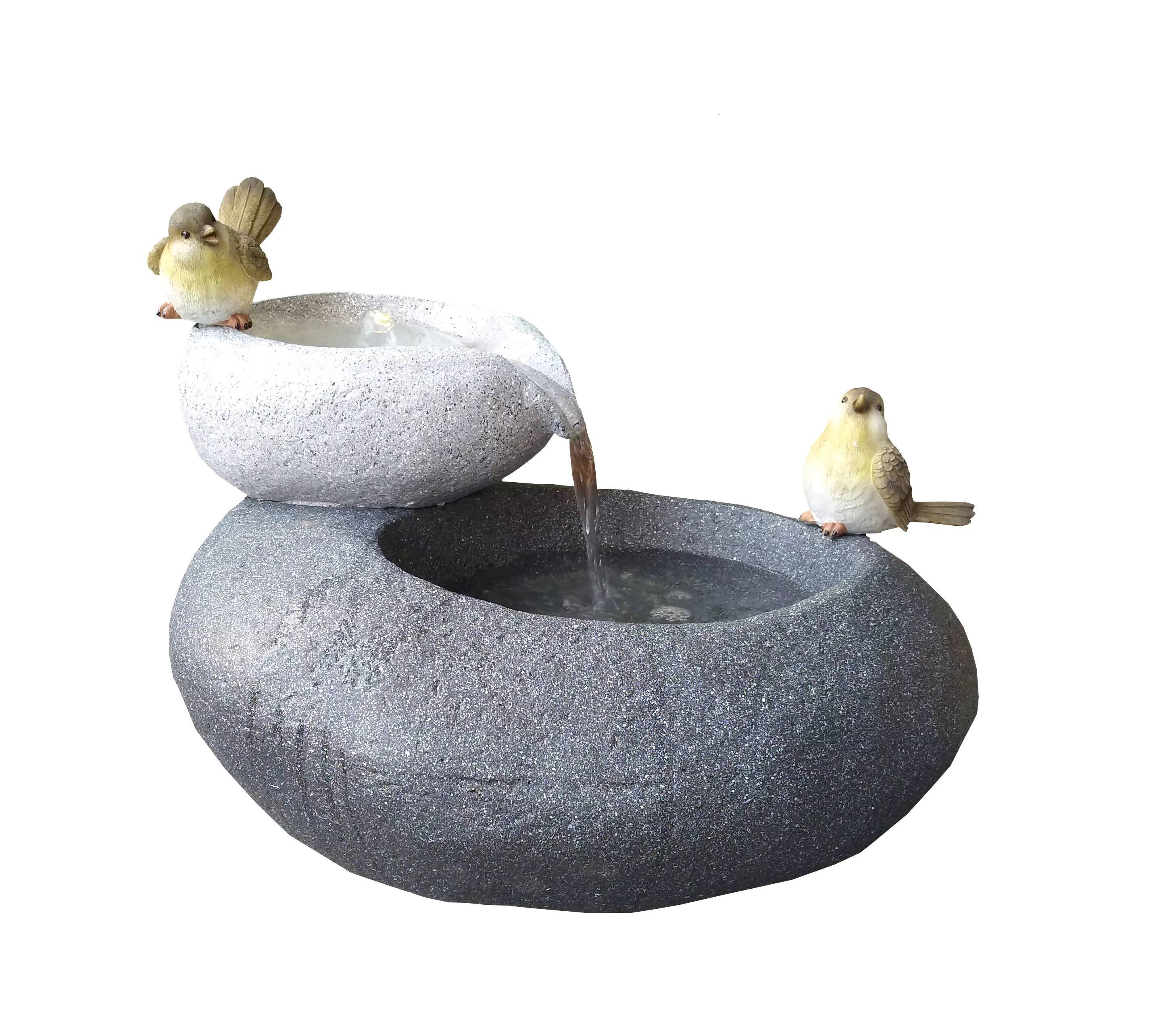 Home Garden Decor Nice Fiberstone Bird Water Fountain
