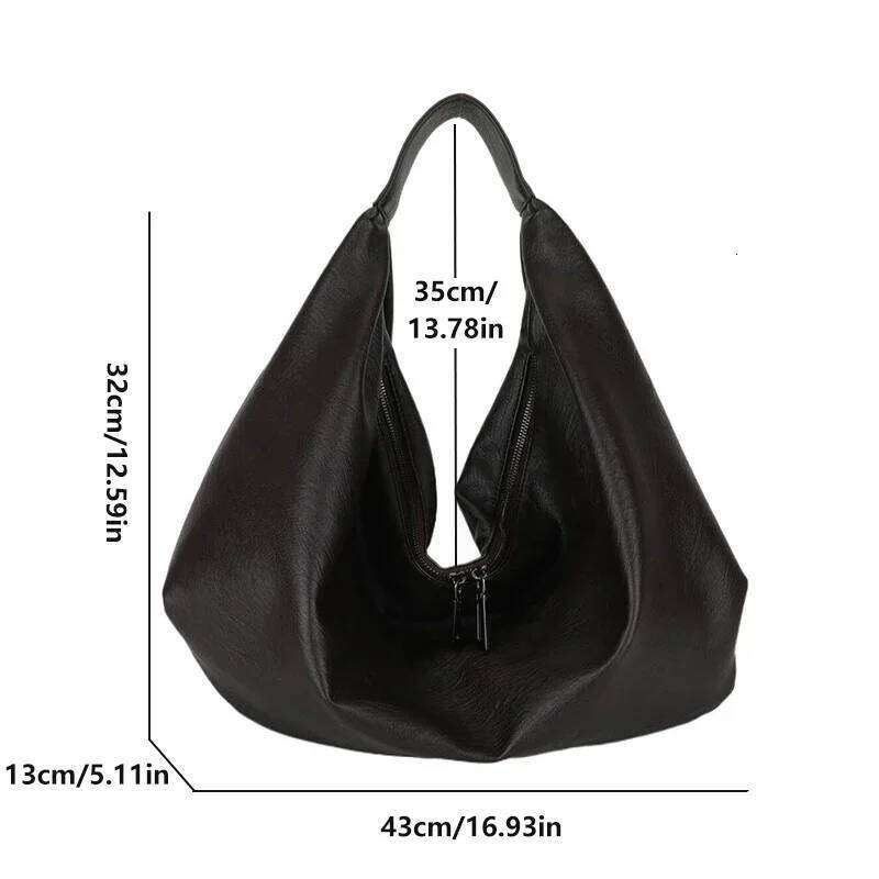 Big Black Shoulder Bags for Women Large Hobo Shopper Solid Color Quality Soft Leather Crossbody Handbag Lady Travel Tote Bag XJ260109