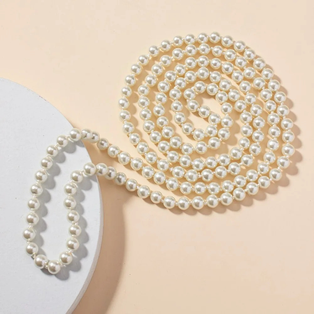 Japanese and Korean fashion pearl necklace a 150 cm long knot-bead long necklace for women 260108