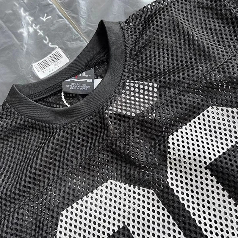 Mesh SAINT Big Print T Shirt Summer Men Women High Quality Digit 80 Print Tag Breathable Short Sleeve Clothes Tops 260107