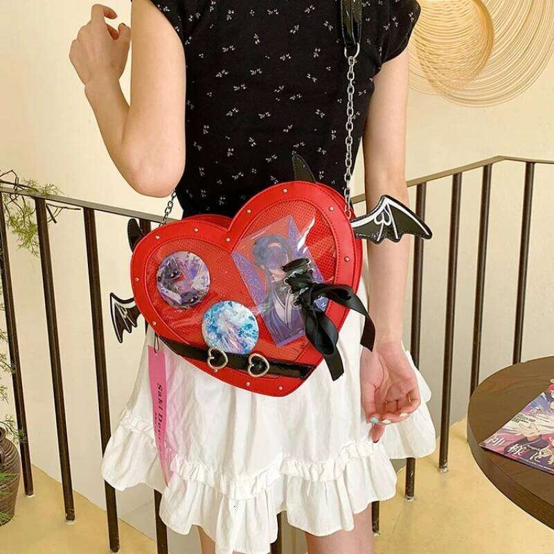 Ulzzang Ita for Love Heart Design Y2K Demon Itabag Women New Transparent Crossbody Bags Girls JK Uniform Shoulder Bag XJ260109