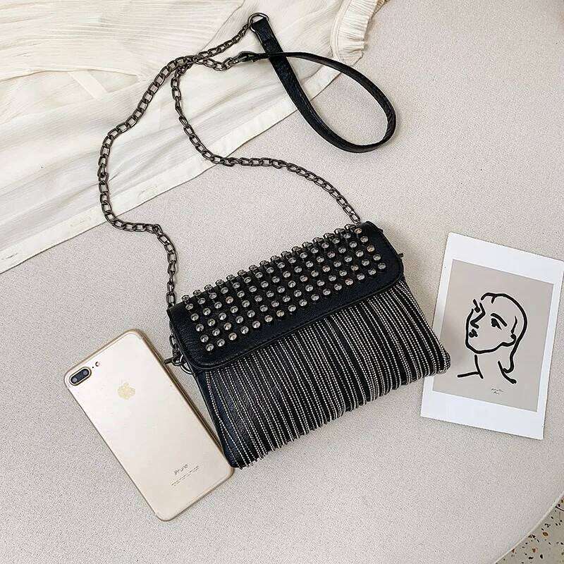 Tassel small bag, rivet trend chain, messenger bag. purses and handbags designer bag XJ260109
