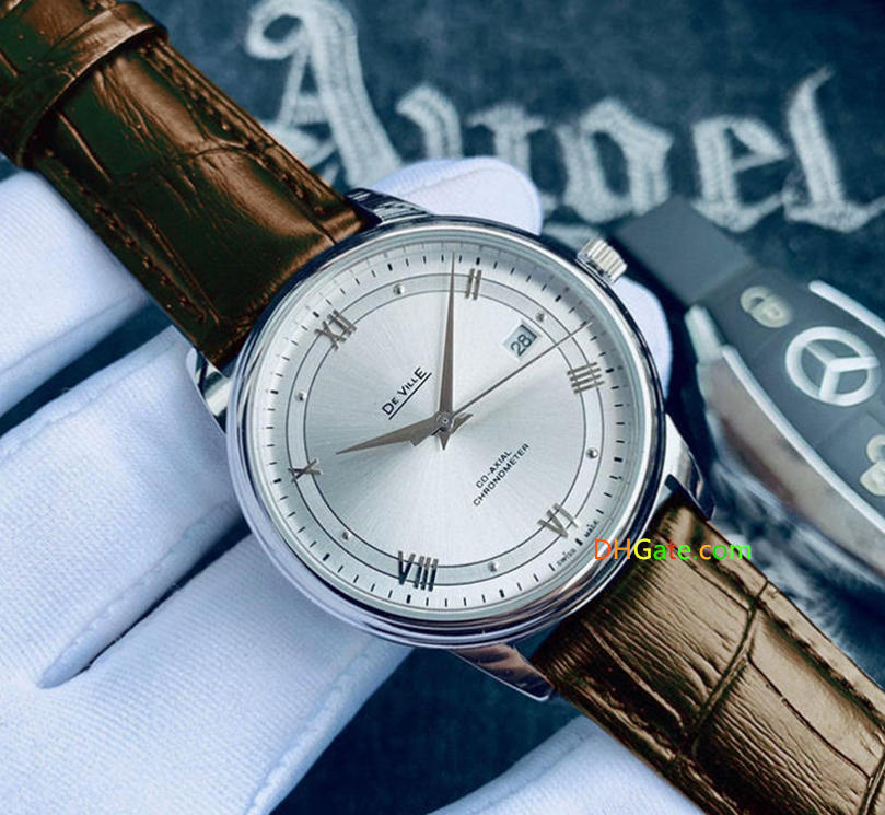 Ome coaxial Men DE VILLEity high quality Three stitches quartz watch Sport Luxury Sapphire Mirror Designer Leather Steel Strap Man Wristwatches