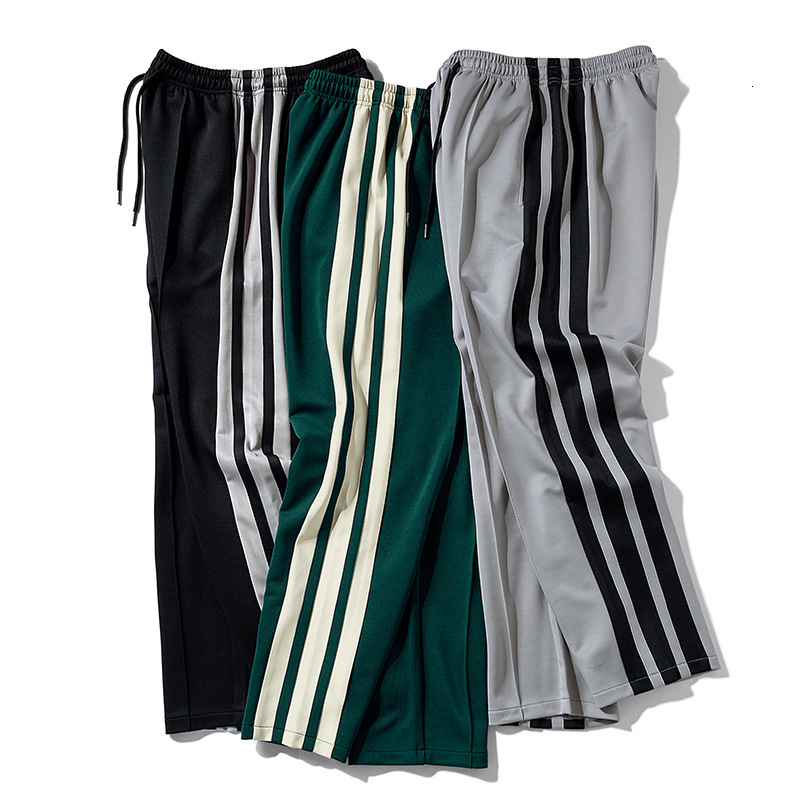 StraightLeg Pants High Street Trendy Brand Unisex ThreeStripe WideLeg Pants 2025 Spring Autumn Casual Long Pants Mens Pants 230131