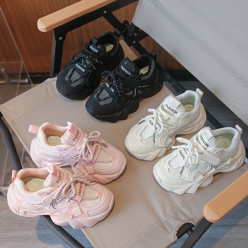 baby shoes White and pink childrens leisure shoes air mesh breathable fashion school running shoes new soft