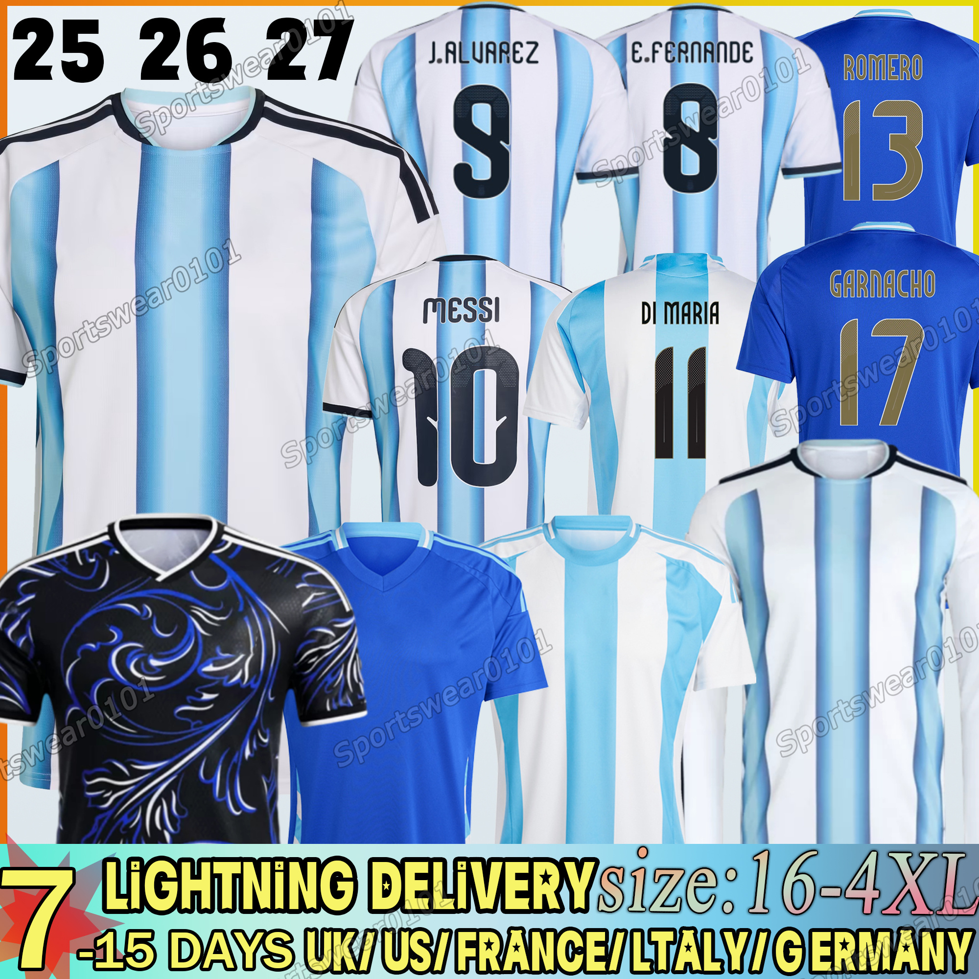 2026 MESSIS Argentina Soccer Jersey E.FERNANDEZ DE PAUL GARNACHO football jersey J.ALVAREZ MAC ALLISTER N.GONZALEZ DI MARIA Argentina jersey 2026 world cup kids kit