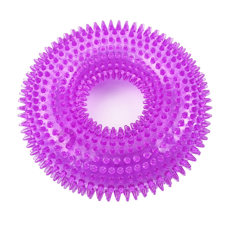 Dog Dental Chew Toy - Transparent Spike Ring Chew Toy, Durable Rubber Teething Toy for Puppy/Medium Dogs