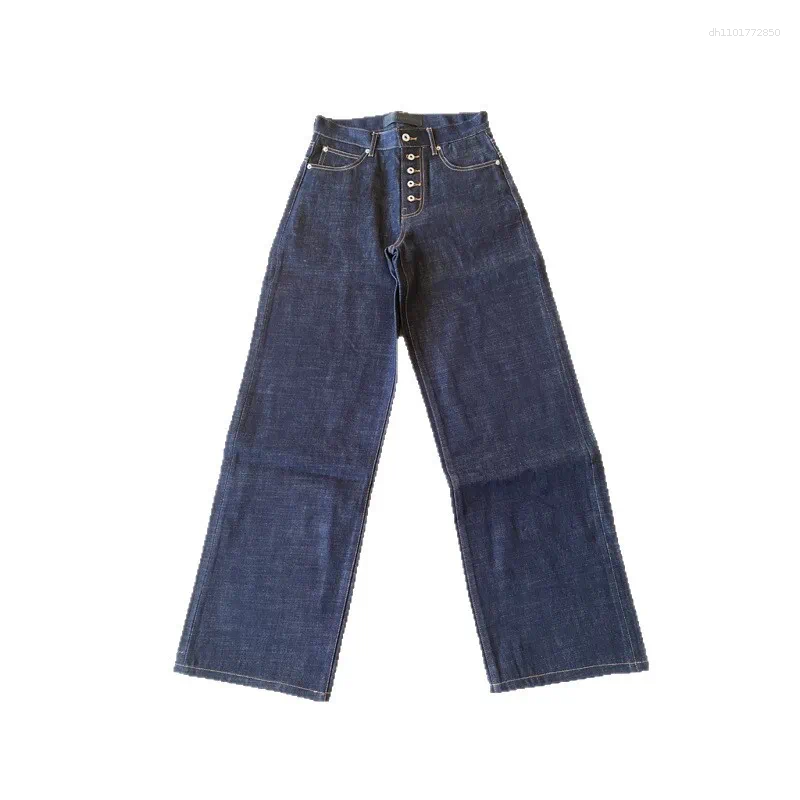 Men's Jeans MWJLPWQ Button Design Machete Denim Baggy High Street Edge Selvedge Niched Hiphop Loose Long Wide Leg Pants 12377
