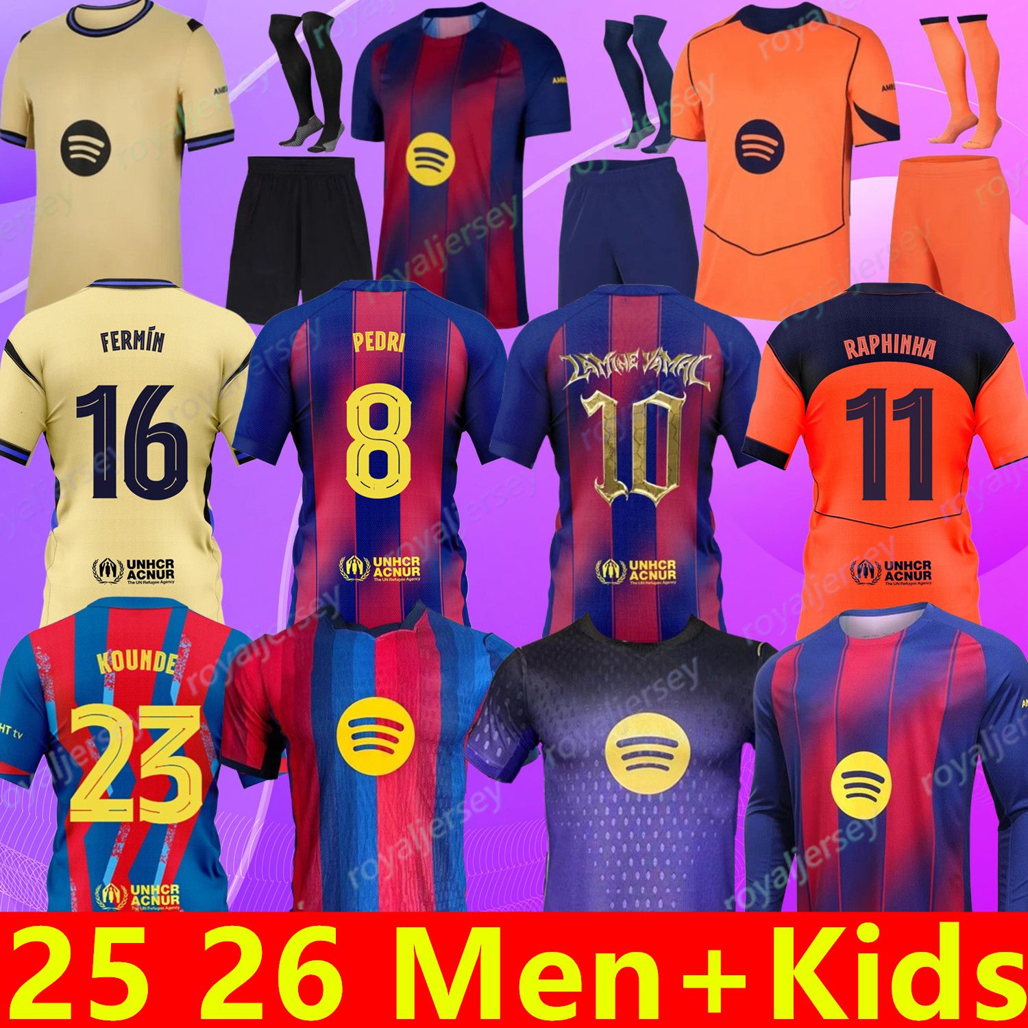 Barcelona 25 26 27 soccer jerseys LEWANDOWSKI men kids football shirts kit LAMINE YAMAL PEDRI GAVI RAPHINHA Camiseta De Shirt KOUNDE DE JONG FERMIN OLMO BALDE CUBARSI