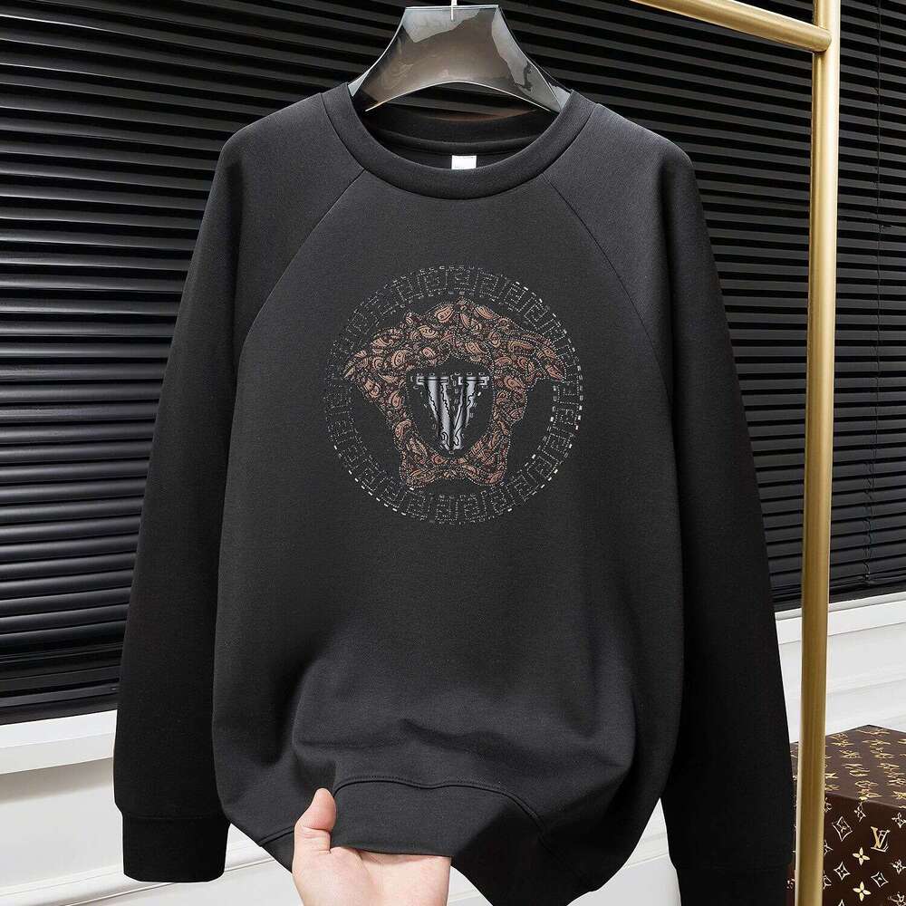 Men's High-End Light Luxury Rhinestone Sweatshirt 2025 Autumn New Trendy Fashion Versatile Long Sleeve