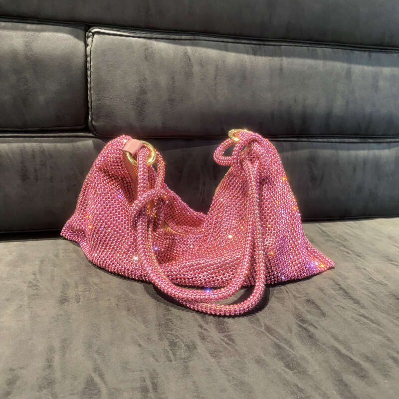 2026 new designer with rhinestones underarm full handbag pink handheld small womens rhinestone bag