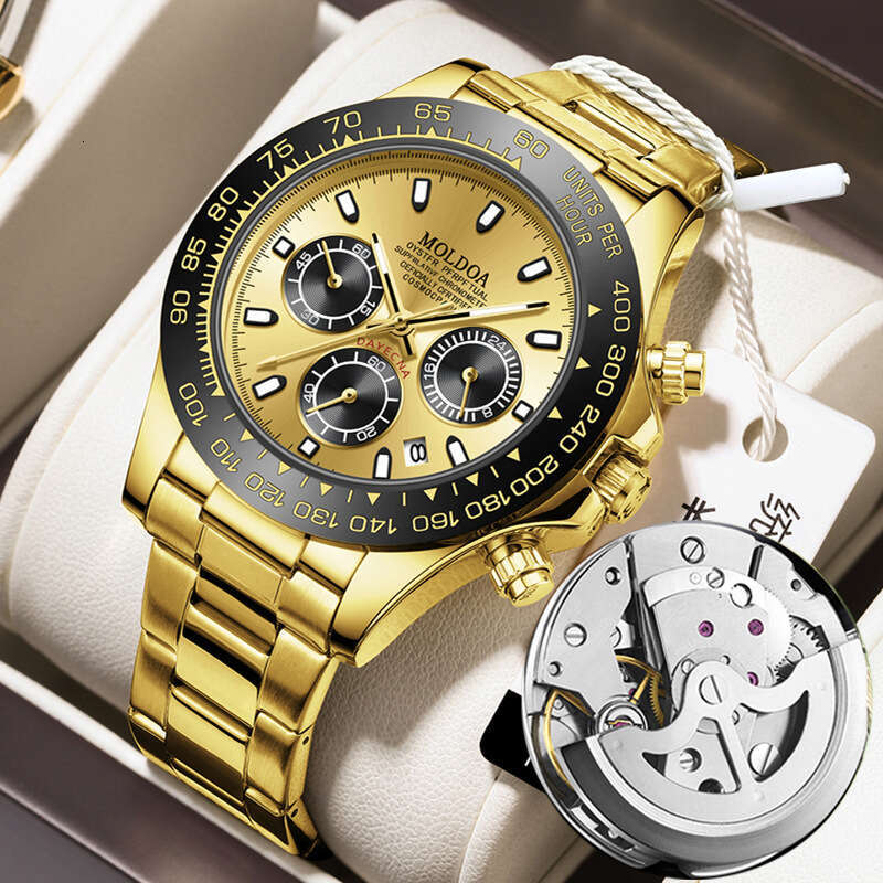 Fashionable hollow mechanical watch, calendar, waterproof quartz watch