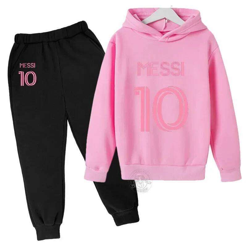 Messi Street Fashion Boys and Girls Autumn Suit Children's Pullover + Sweatpants Two-piece Outdoor Sports X260109