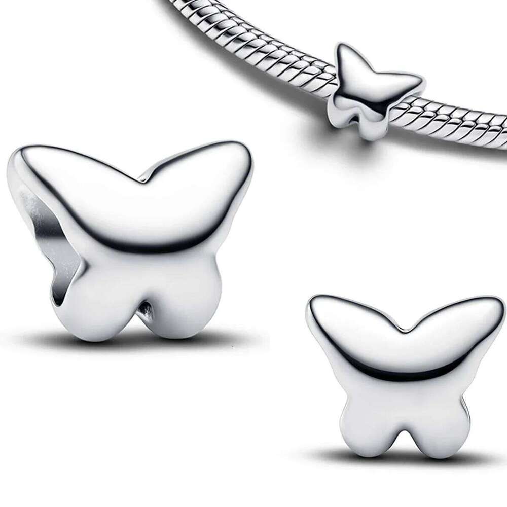 New 925 Sterling Silver Golden Round Charms Moon Snake Heart Butterfly Owl Beads Bracelets Necklaces Womens DIY Jewelry Gift