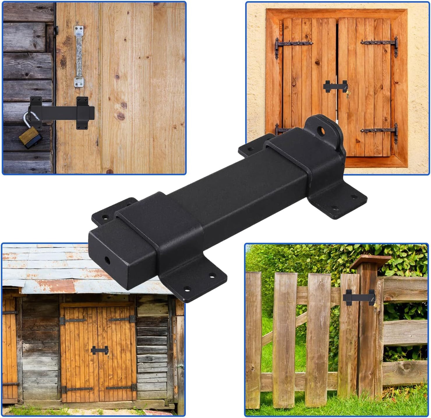 7.5inch Heavy Duty Security Sliding Lock with Padlock Hole Adjustable Door Latch, Suitable for Wooden Fence Barn Indoor and Outdoor Doors, etc.