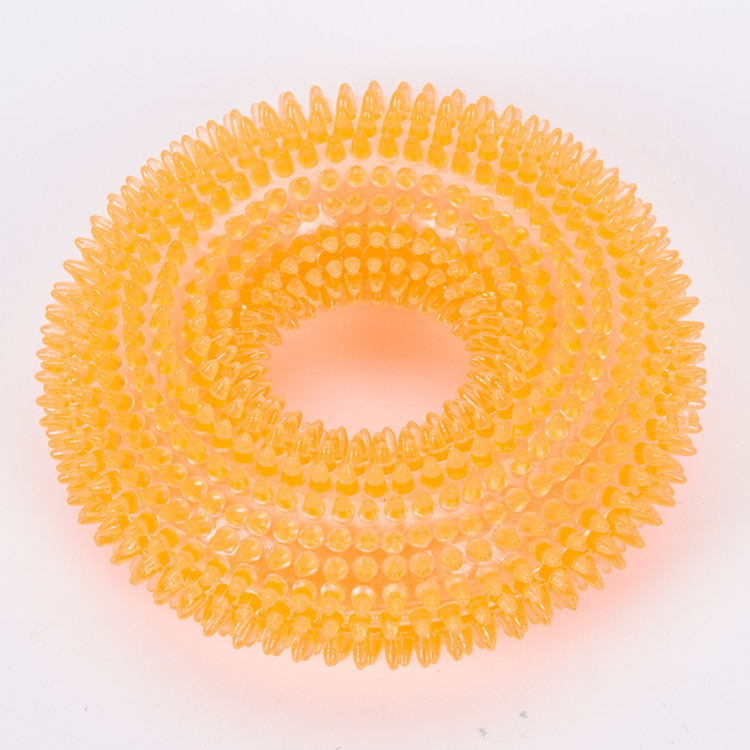 Dog Dental Chew Toy - Transparent Spike Ring Chew Toy, Durable Rubber Teething Toy for Puppy/Medium Dogs