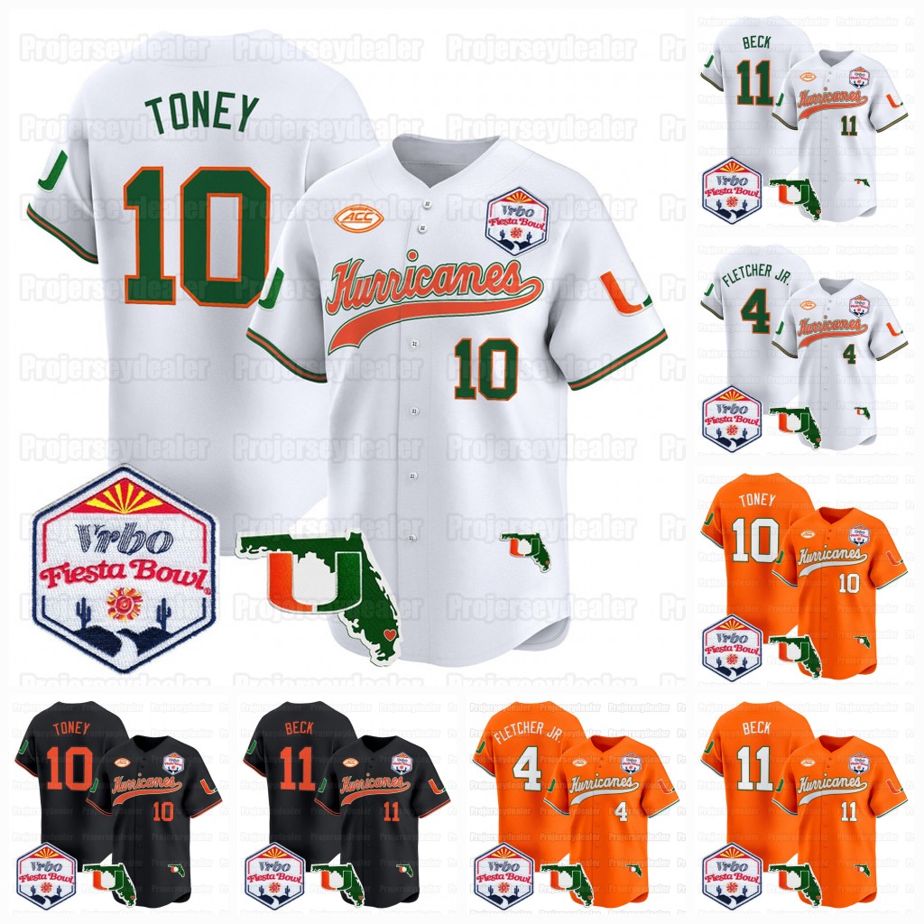 Hurricanes 2025-6 The Fiesta Bowl Baseball Jerseys Malachi Toney Carson Beck Mark Fletcher Jr. Toure Bryce Fitzgerald Williams Lyle Reed Miamis