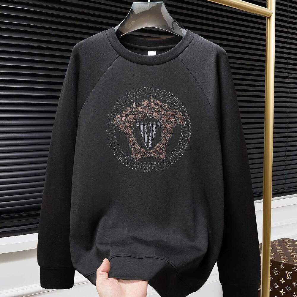 Men's High-End Light Luxury Rhinestone Sweatshirt 2025 Autumn New Trendy Fashion Versatile Long Sleeve
