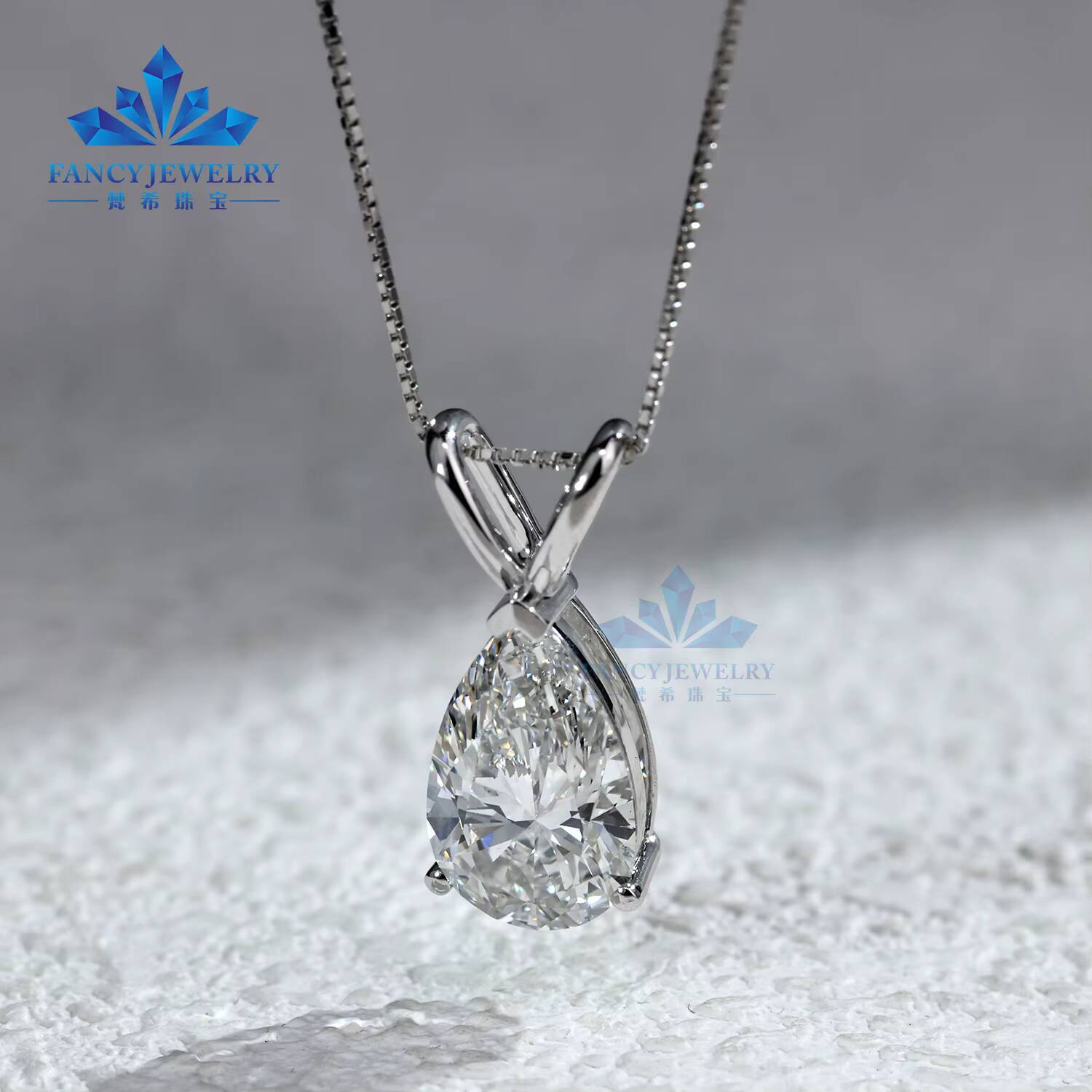 Luxury 1CT-5CT Pear Cut HPHT CVD Lab Grown Diamond Pendant 10k 14k 18k Gold Solitaire Diamond Fine Necklace with IGI