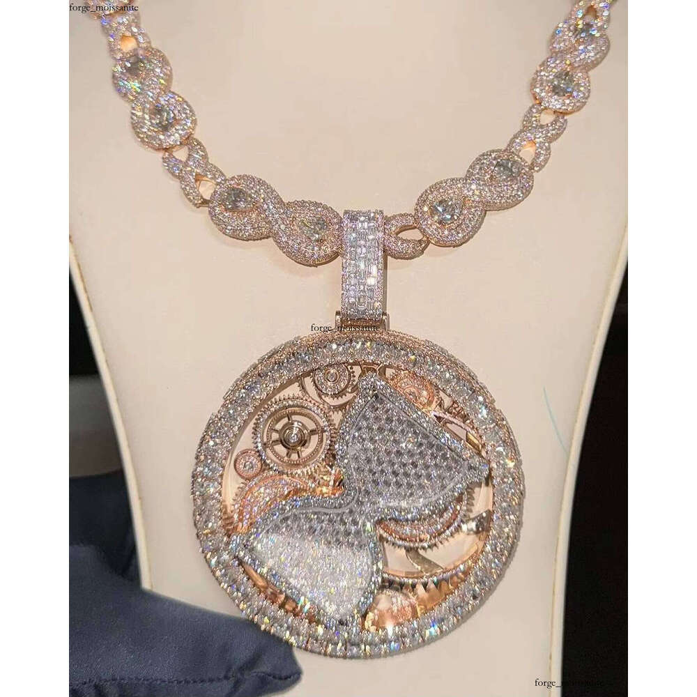 Iced Out Hip Hop VVS Men's Fine Jewelry Sterling Silver 18K Gold Plated 3D Moissanite Pendant