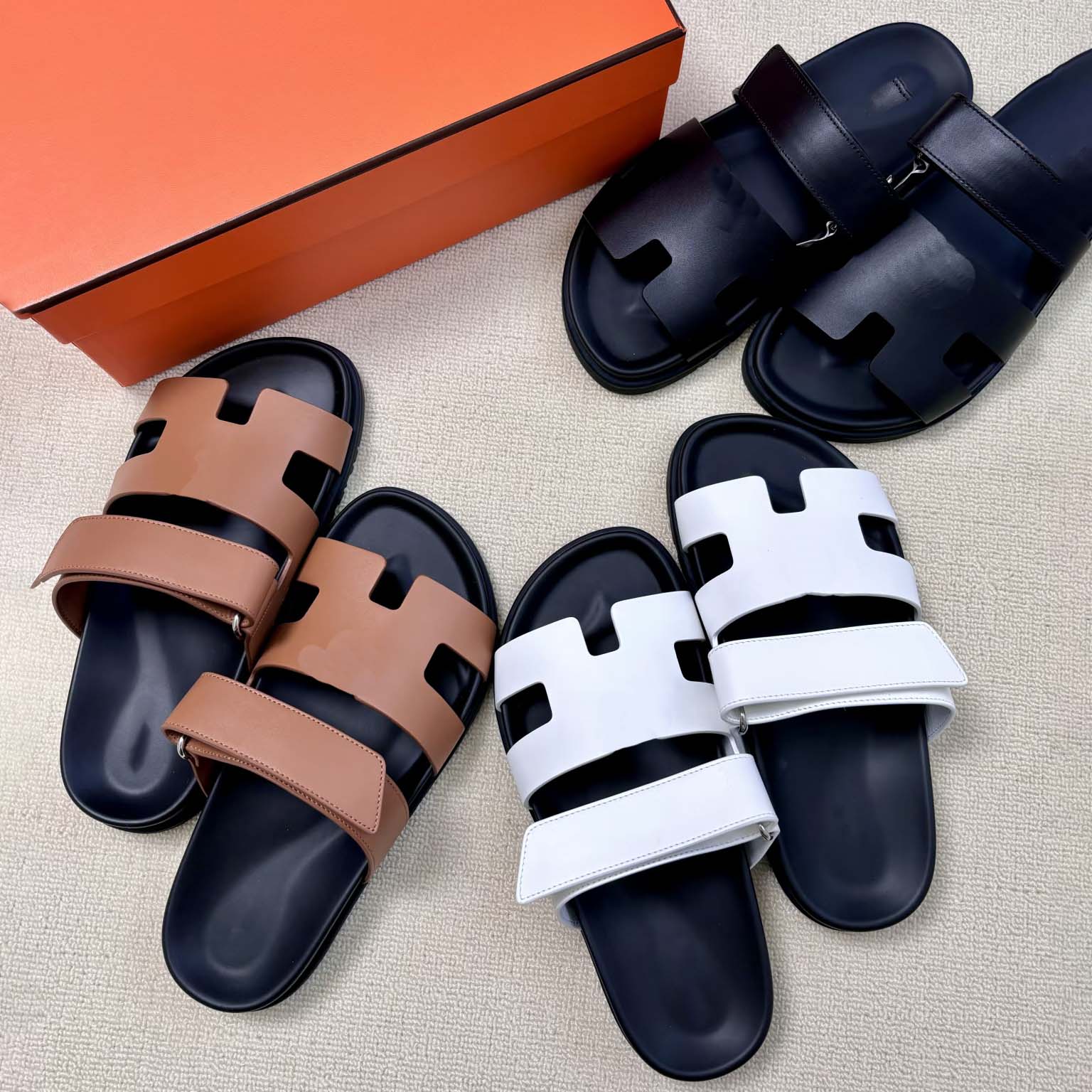 Designer Sandals Chypre Leather Women Man Slides Oran Sandal Summer Flat Shoes Fashion Beach Slippers Letter Outdoor Indoor With Dust Bag 35-44