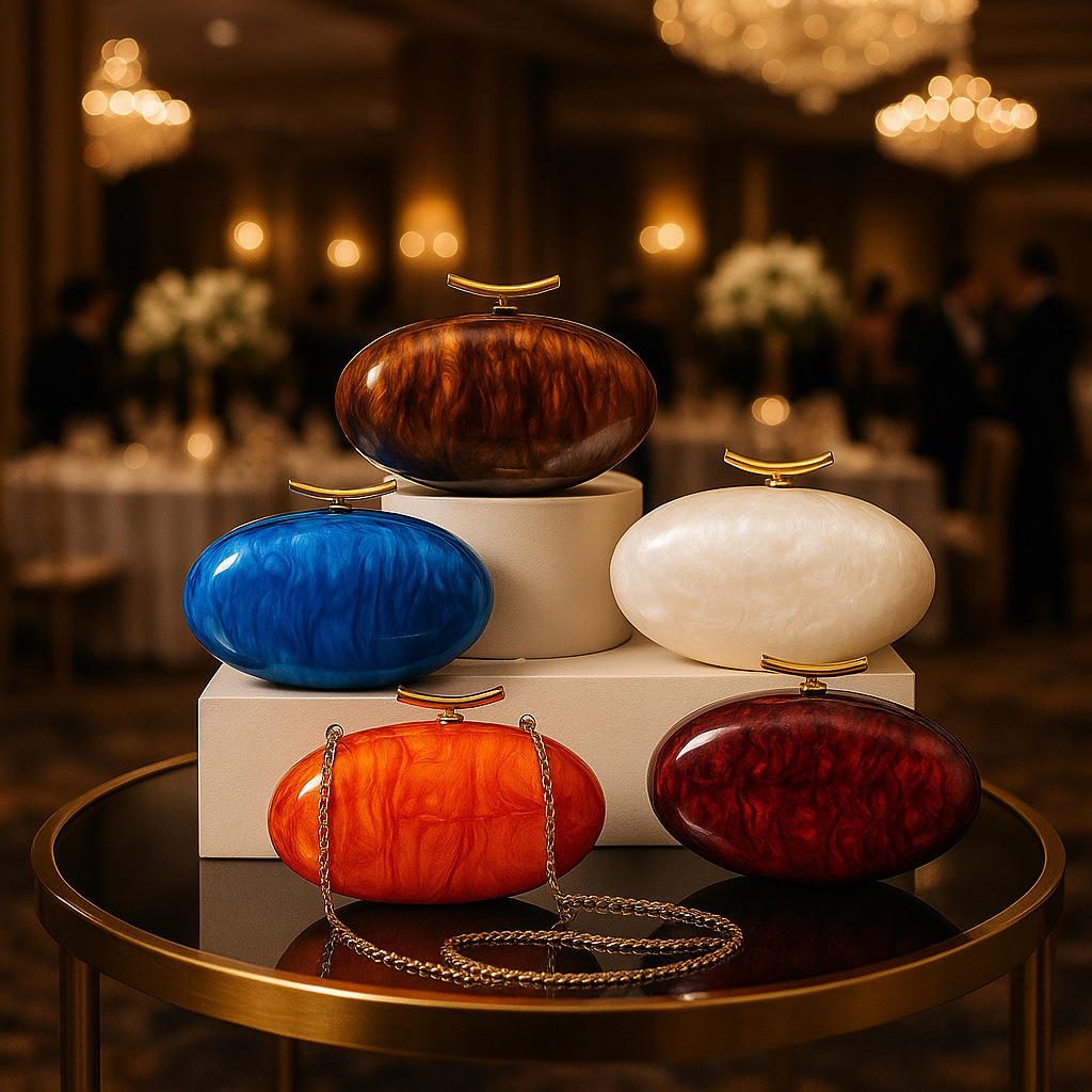 Alizekerr Oval Shaped Acrylic Evening Bags Women Boutique Elegant Classy Clutch Purses Ladies Chain Shoulder Bags Wedding Party 240815