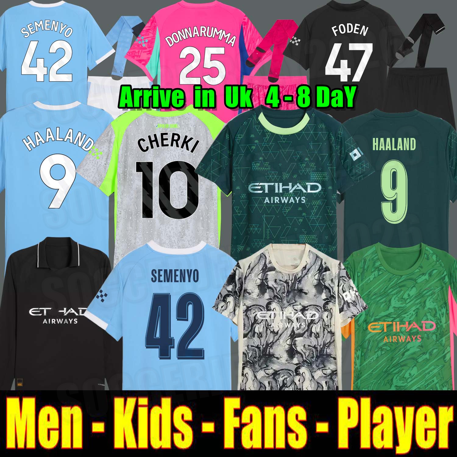 2025 25 26 HAALAND soccer jerseys FODEN MARMOUSH DOKU Cherki SEMENYO GVARDIOL RODRIGO Reijnders football shirt men kids kits goalkeeper pink DONNARUMMA 999