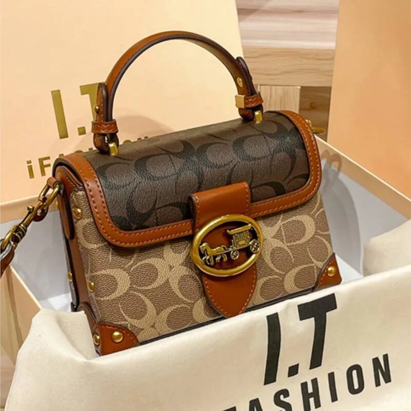 Bestseller New minimalist and fashionable small handbag, contrasting color women's high-end carriage crossbody bag, portable box bag ddmybear