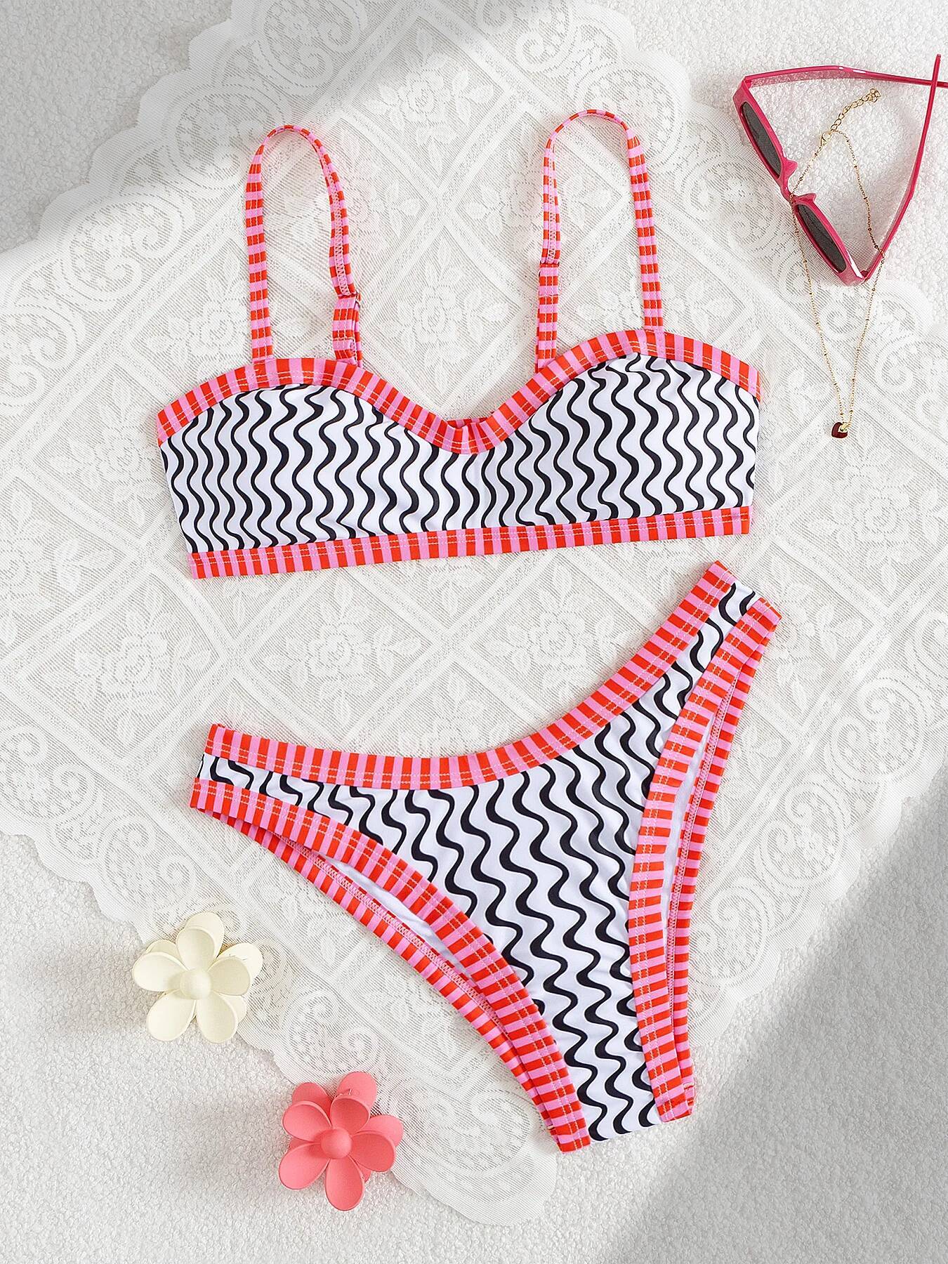 2025 Classical Sport Bikini Women Slipt Swimsuit Fashion Sexy Stripped Biquini Lady Swimwear Bathing Suit Female Beachwear dongdumaoyi